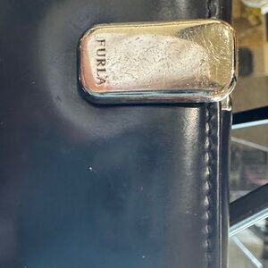 Furla Black Leather Accessory with Silver Detail